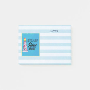 Let Your Light Shine Bright Lighthouse Typography Post-it Notes
