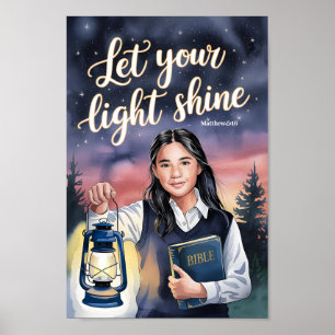 Let Your Light Shine Christian Teen Girl Wall Art