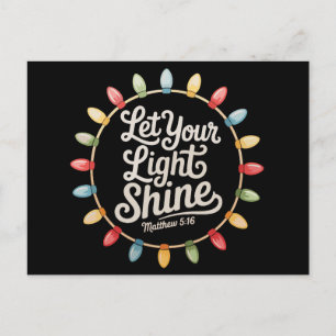 Let Your Light Shine Christmas Lights Christian Holiday Postcard