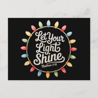 Let Your Light Shine Christmas Lights Christian Holiday Postcard