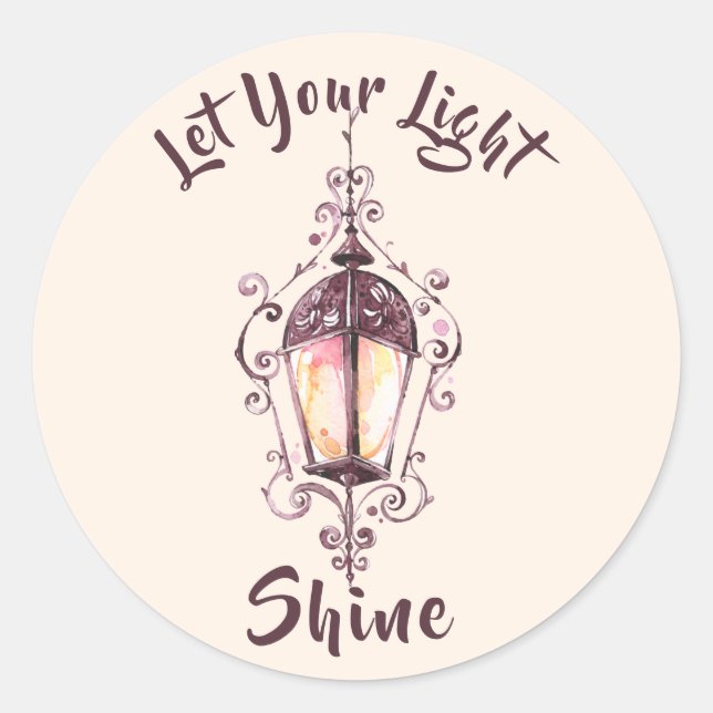 "Let Your Light Shine" Classic Round Sticker (Front)