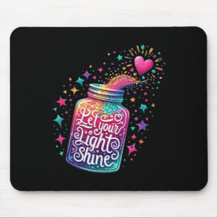 Let Your Light Shine Colourful Stars Heart Mouse Mat