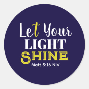 Let Your Light Shine Cute Dark Blue Graduation  Classic Round Sticker