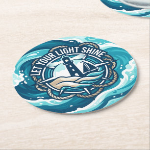 Let Your Light Shine Round Paper Coaster