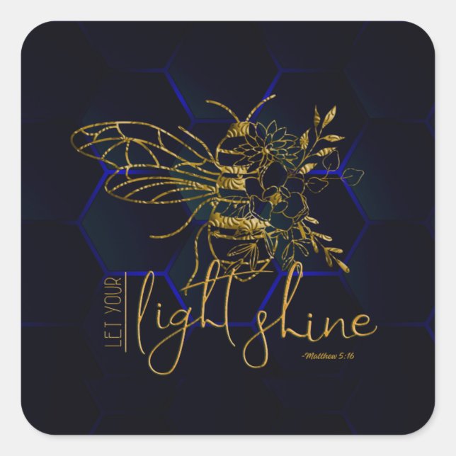 "Let your Light Shine" Square Sticker (Front)