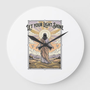 Let Your Light Shine Vintage Faith Large Clock