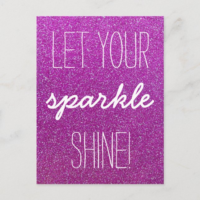 Let Your Sparkle Shine Purple Glitter Postcard (Front)
