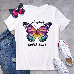 Let Your Spirit Soar Rainbow Butterfly Shirt
