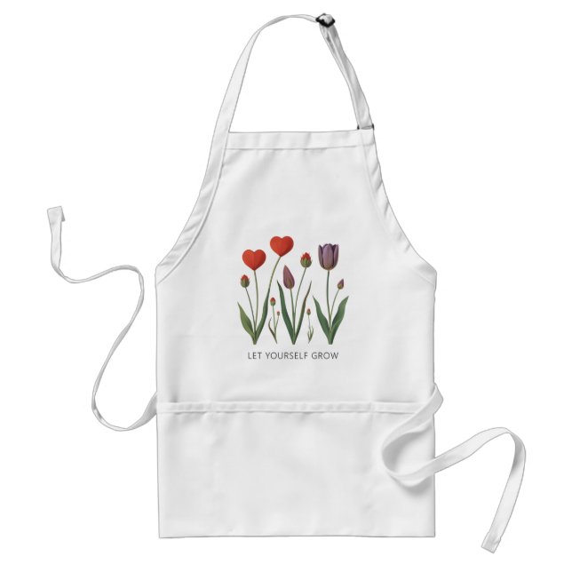 Let Yourself Grow Floral Heart Tulips Art Standard Apron (Front)