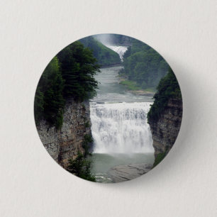 Letchworth State Park Upper and Middle Waterfalls 6 Cm Round Badge