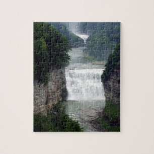 Letchworth State Park Upper and Middle Waterfalls Jigsaw Puzzle