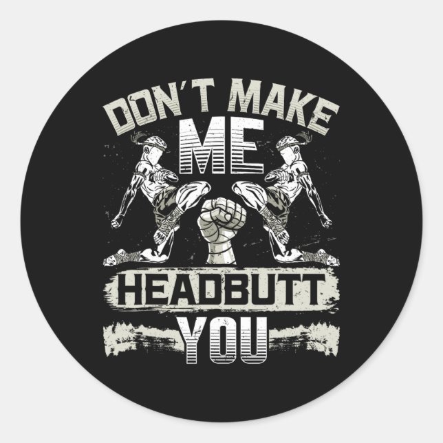 Lethwei Self Defence Headbutt Martial Arts Burmese Classic Round Sticker (Front)