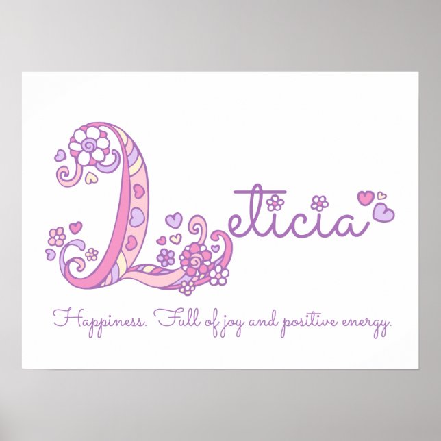 Leticia initial L doodle heart art name meaning Poster (Front)
