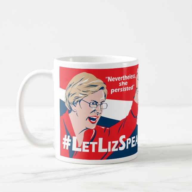 #LetLizSpeak Elizabeth Warren mug - by BJCM Studio (Left)