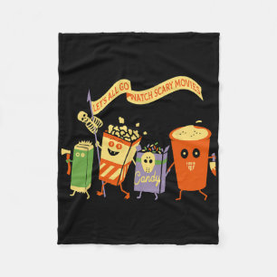 Let's All Go Watch Scary Movies Funny Popcoin Hall Fleece Blanket