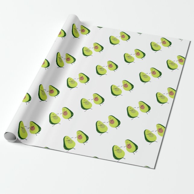 LET'S AVOCUDDLE, AVOCADO DESIGN WRAPPING PAPER (Unrolled)