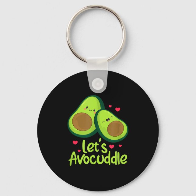 Lets Avocuddle Cute Avocado Couple Valentines Day  Key Ring (Front)