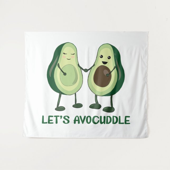 Let's Avocuddle - Funny Avocado Pun Tapestry (Front (Horizontal))