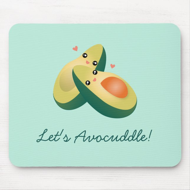 Let's Avocuddle Funny Cute Avocados Pun Humour Mouse Mat (Front)