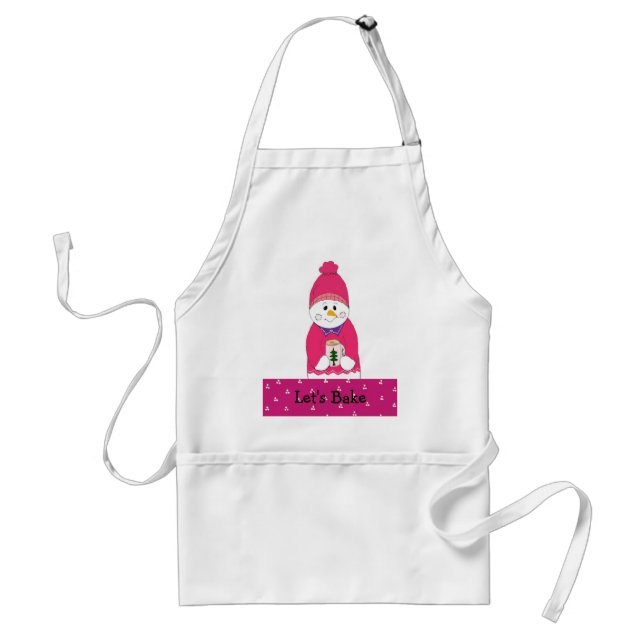 Let's Bake Girl Snowman in Pink Standard Apron (Front)