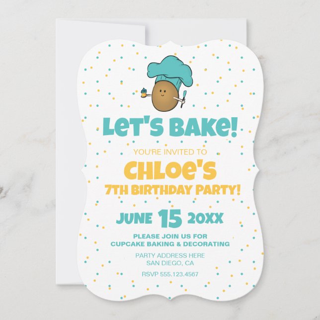 Let's Bake! Kid's Baking Party Invitation (Front)