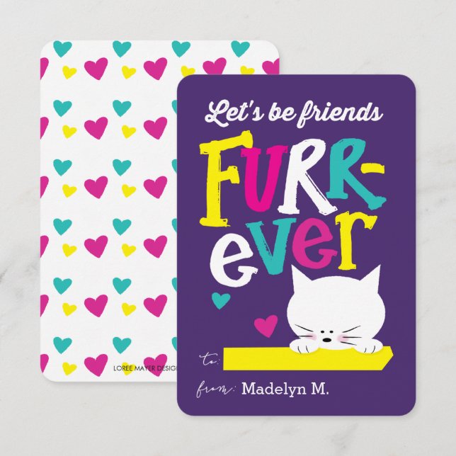 Let's be Friends FURR-ever Classroom Valentine Invitation (Front/Back)