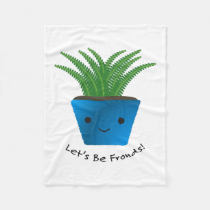 Let's Be Fronds Cute Kawaii Fern Fleece Blanket