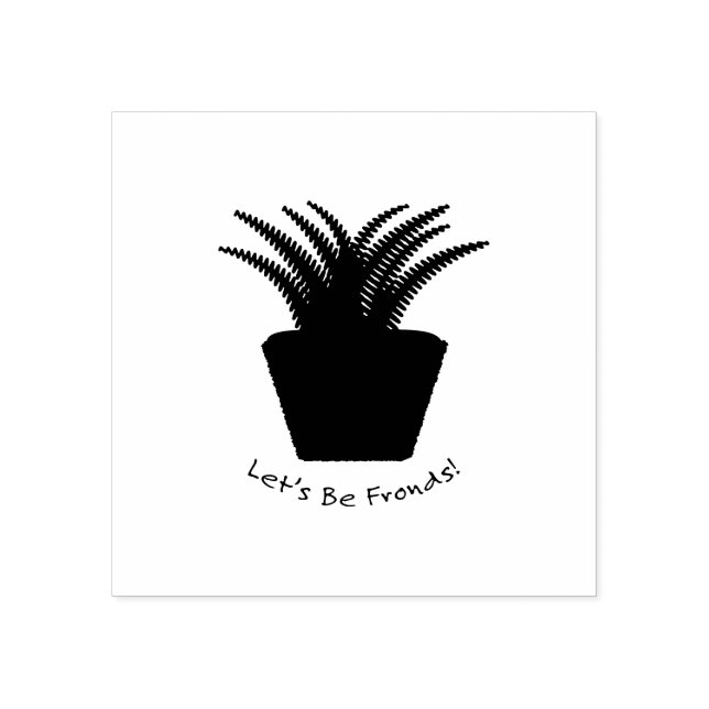 Let's Be Fronds Cute Kawaii Fern Rubber Stamp (Imprint)