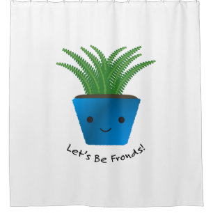 Let's Be Fronds Cute Kawaii Fern Shower Curtain