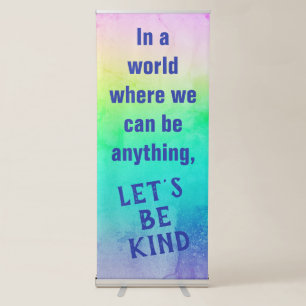 Let's Be Kind Distressed Rainbow Retractable Banner