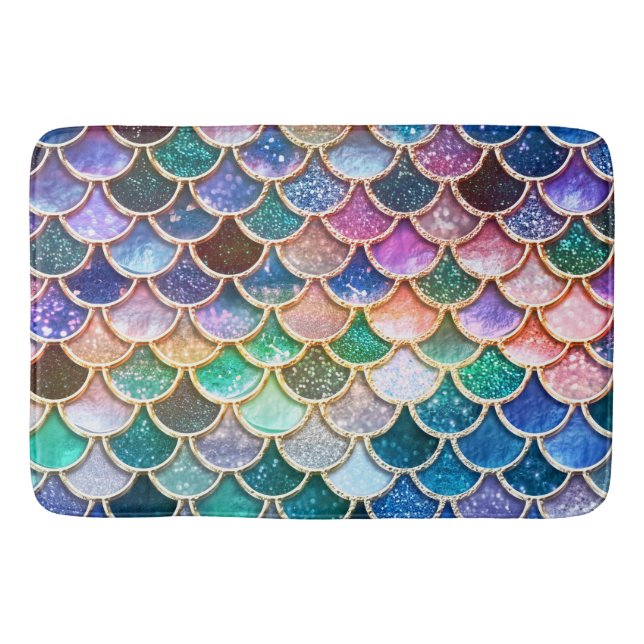 Let's be mermaids- Mermaid Glitter- Mermaid Scales Bath Mat (Front)