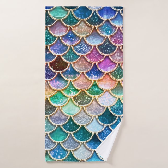 Let's be mermaids- Mermaid Glitter- Mermaid Scales Bath Towel (Bath Towel)