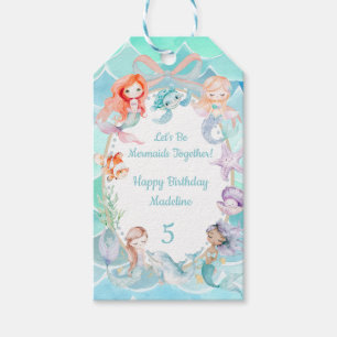 Let's Be Mermaids Together Mermaid Party Birthday Gift Tags