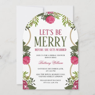 Let's Be Merry Christmas Bridal Shower Invitation