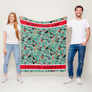 Let's Be Naughty Personalised Christmas Cat  Fleece Blanket