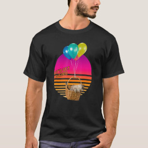 Let's Be Weird Cat In Flying Basket And Balloons T-Shirt