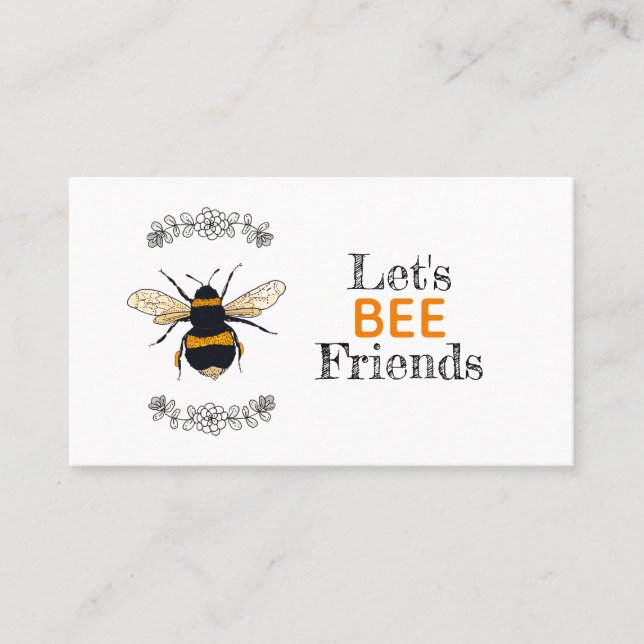 Let's Bee Friends Play Date Contact Calling Card (Front)