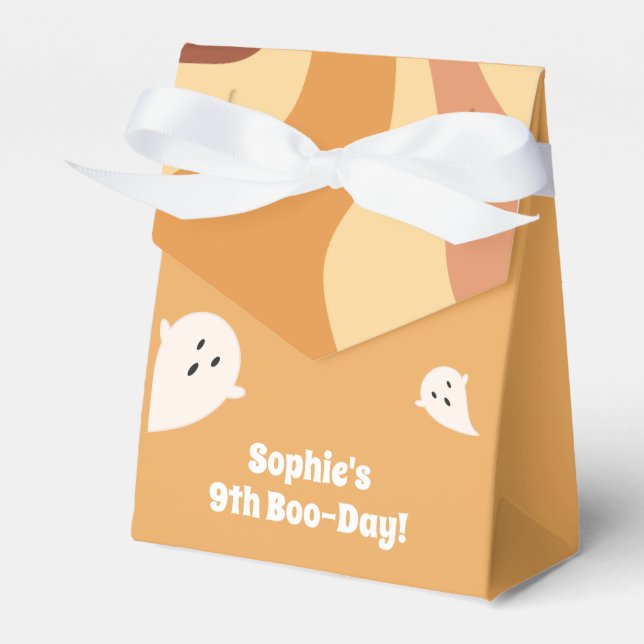 Let's boo-gie halloween retro kids birthday favour box (Front Side)