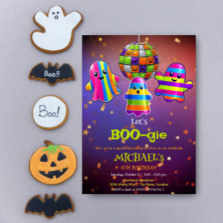 Let's BOO-gie Kids Disco Halloween Birthday Party Invitation