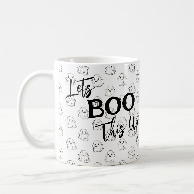 Let's Boo That Up Cute Flying Ghost Pattern  Coffee Mug (Left)