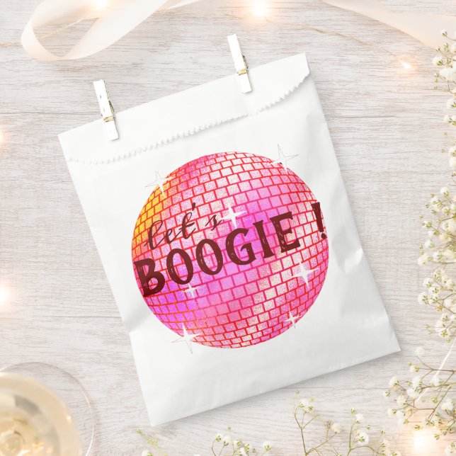 Let's Boogie !  Pink Disco ball    Favour Bags (Clipped)