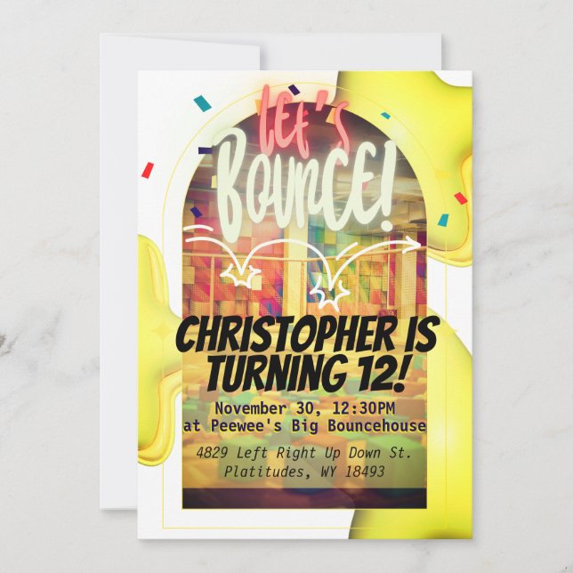 Let's Bounce! Bday Invite (Front)