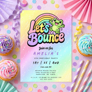 Let's Bounce Frog Rainbow Birthday Party Invitation