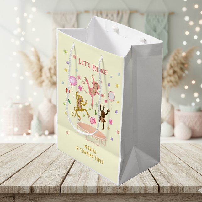 Let's bounce jumping monkeys kids birthday medium gift bag (Creator Uploaded)