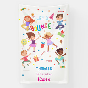 Let's bounce jumping park kids birthday banner