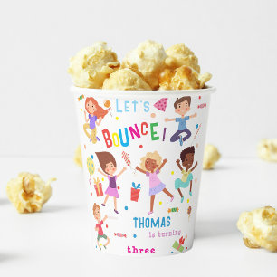 Let's bounce jumping park kids birthday paper cups