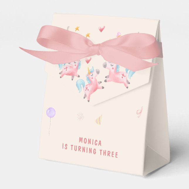 Let's bounce jumping unicorns kids birthday favour box (Front Side)