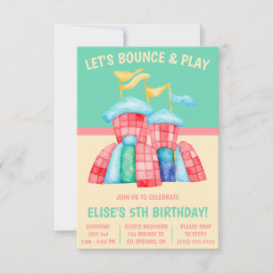 Let's Bounce & Play! Bouncy Castle Birthday Party Invitation