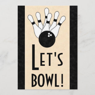 Let's Bowl Birthday Party Invitation