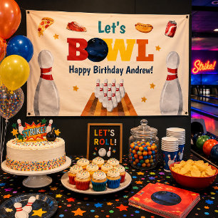 Let's Bowl Bowling Birthday Party Banner